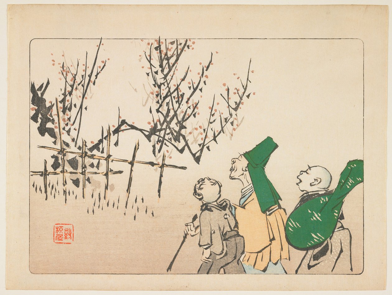 Pruimenbloesems door Shibata Zeshin