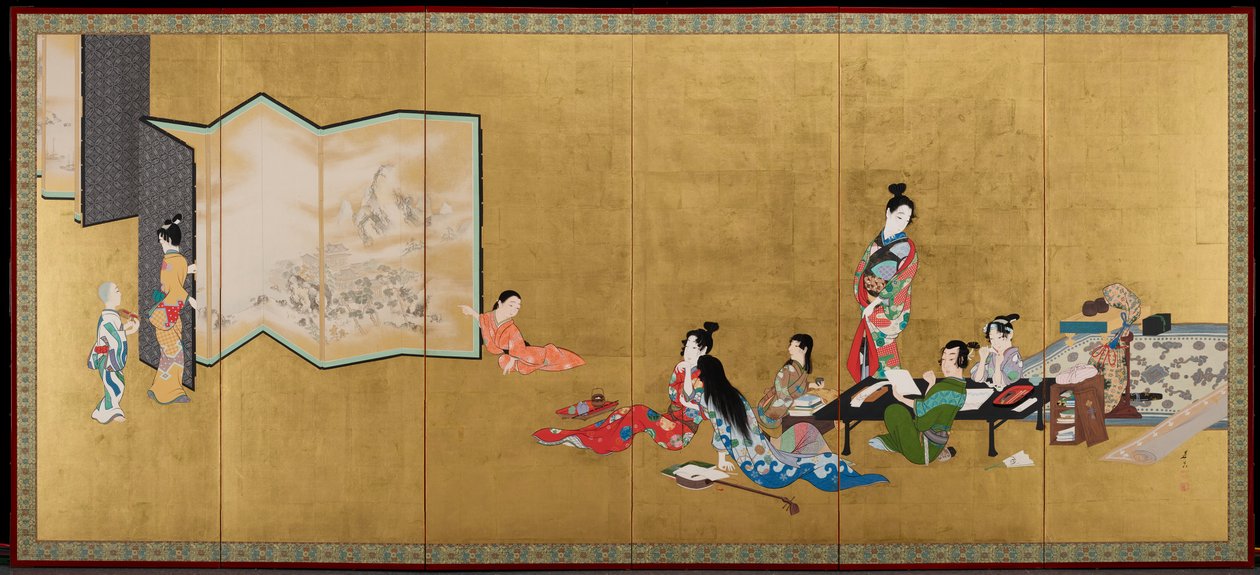 De vier kunsten [rechterhelft van een paar] door Shibata Zeshin