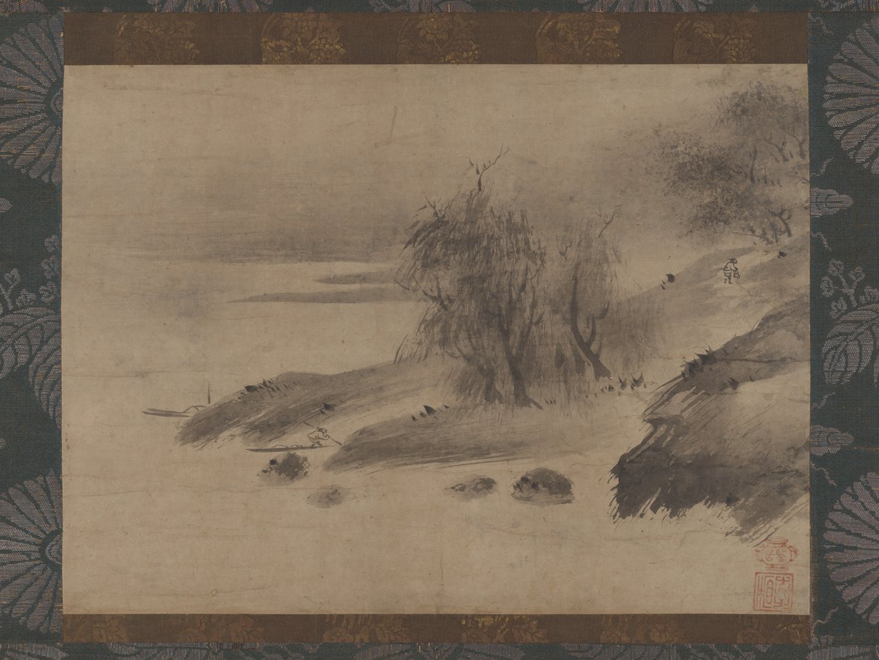 Inktlandschap Suiboku sansui zu, 15e-begin 16e eeuw door Shinso Soami