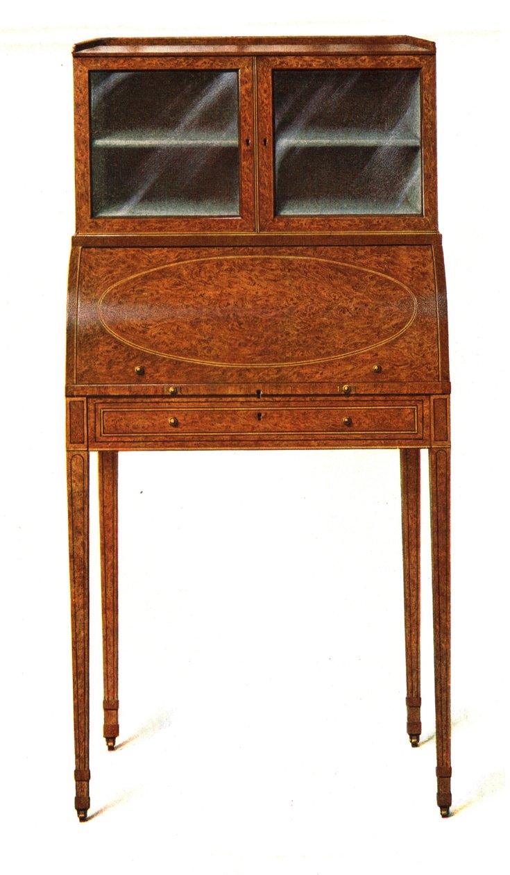 Amboyna-houten schrijfkabinet, 1908 door Shirley Charles Llewellyn Slocombe