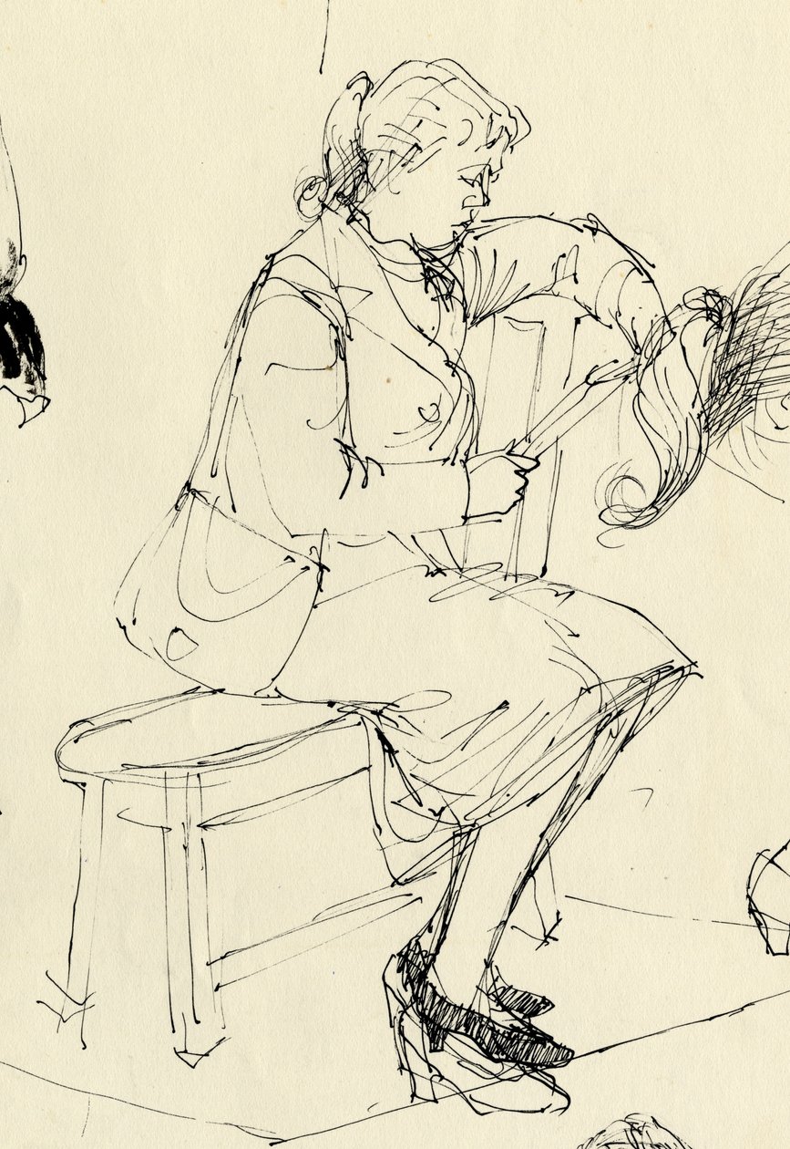 Zittende vrouw die leest, 1953 door Shirley Markham