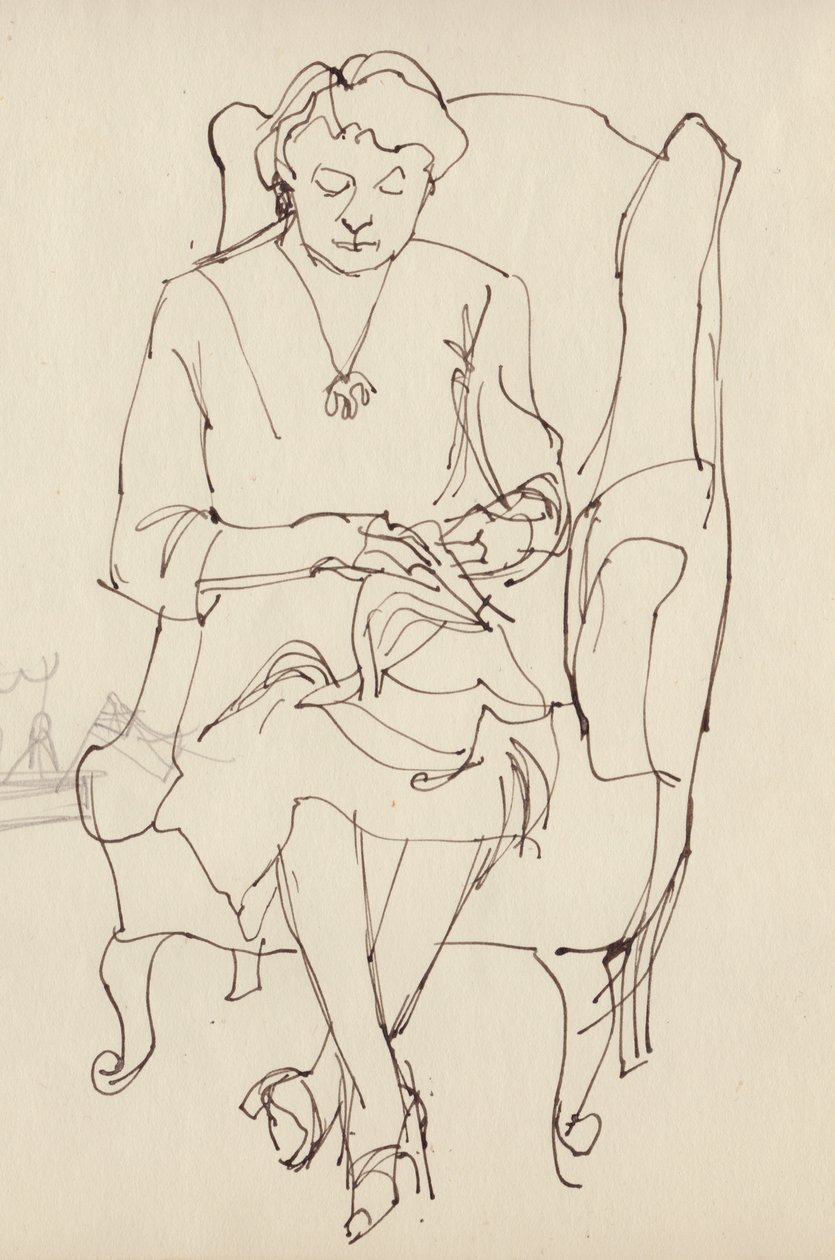Vrouw die naait, ca. 1950 door Shirley Markham