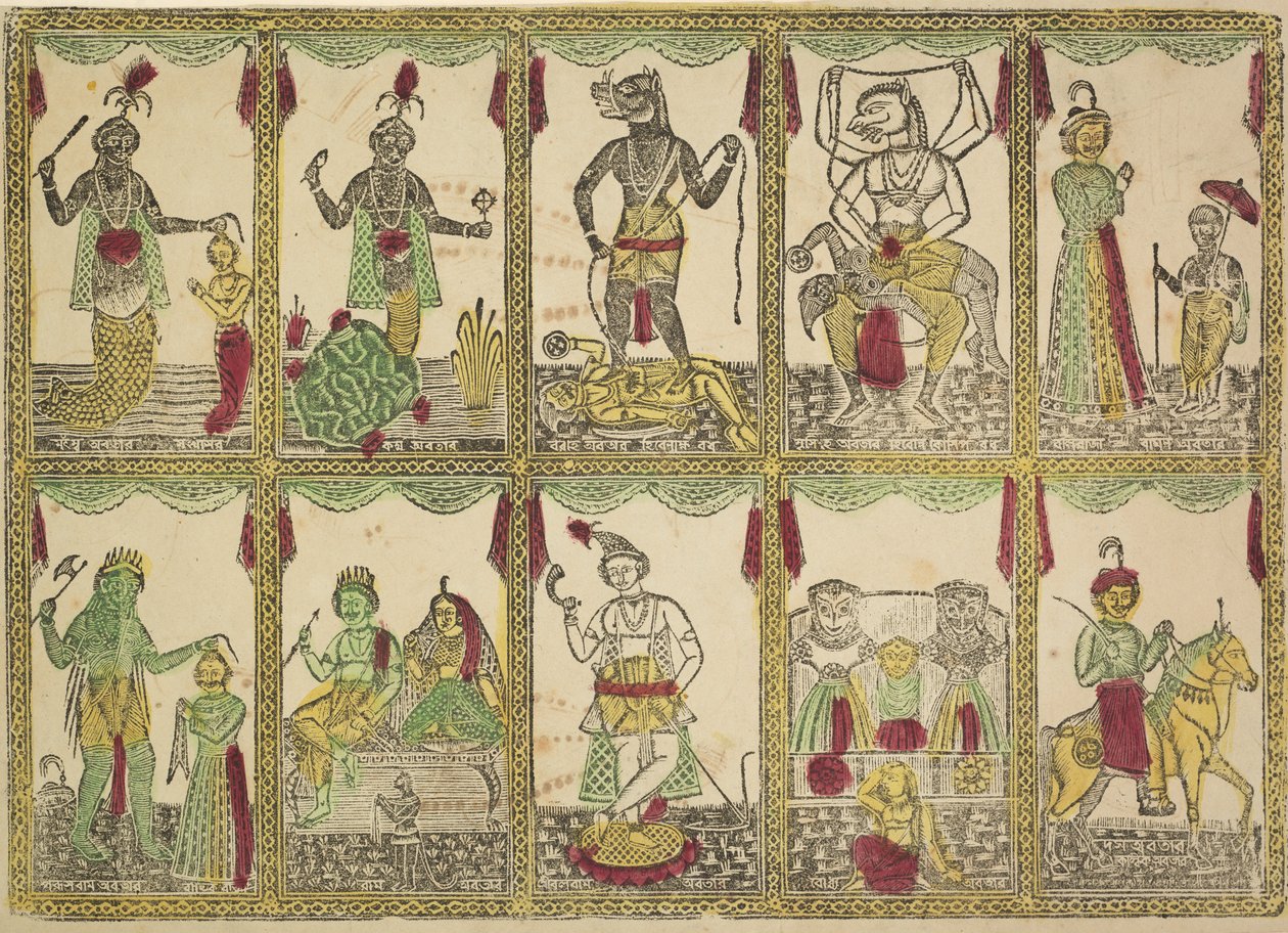 Das Avataras, Tien incarnaties van Vishnu, 1800s door Shri Gobinda Chandra Roy
