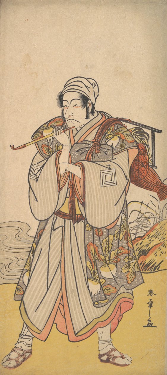 De acteur Danjuro III als een rondtrekkende handelaar, 1726-1792 door Shunsho