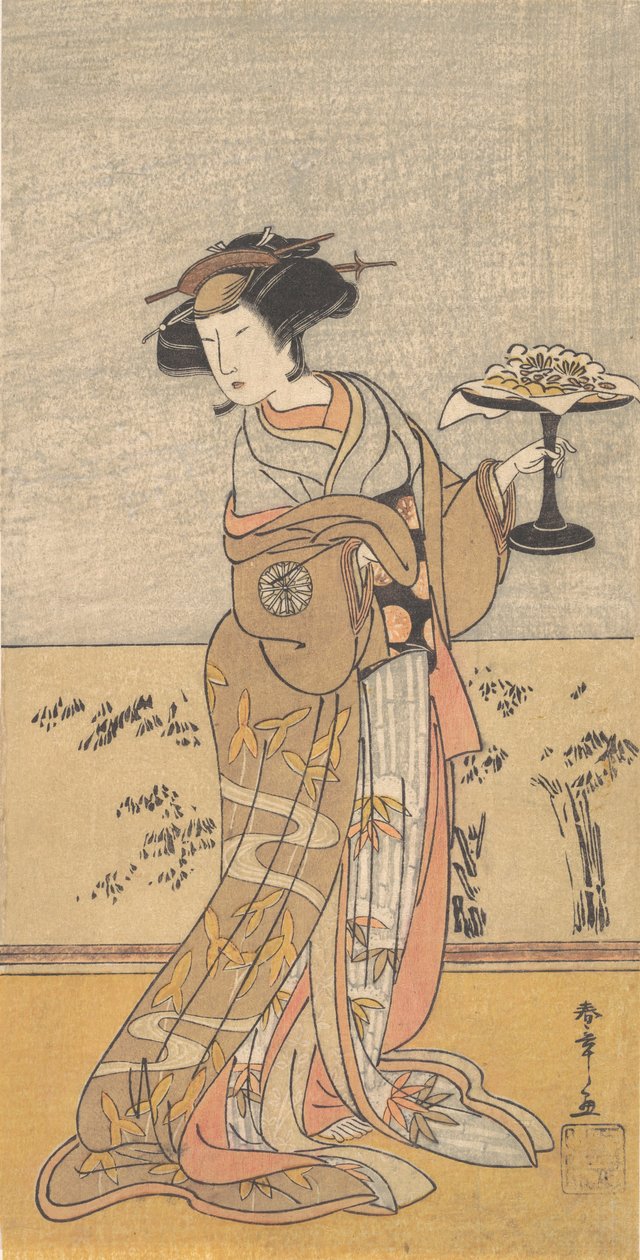 De eerste Nakamura Tomijuro in de rol van Shigenoi, 10e maand, 1777 door Shunsho