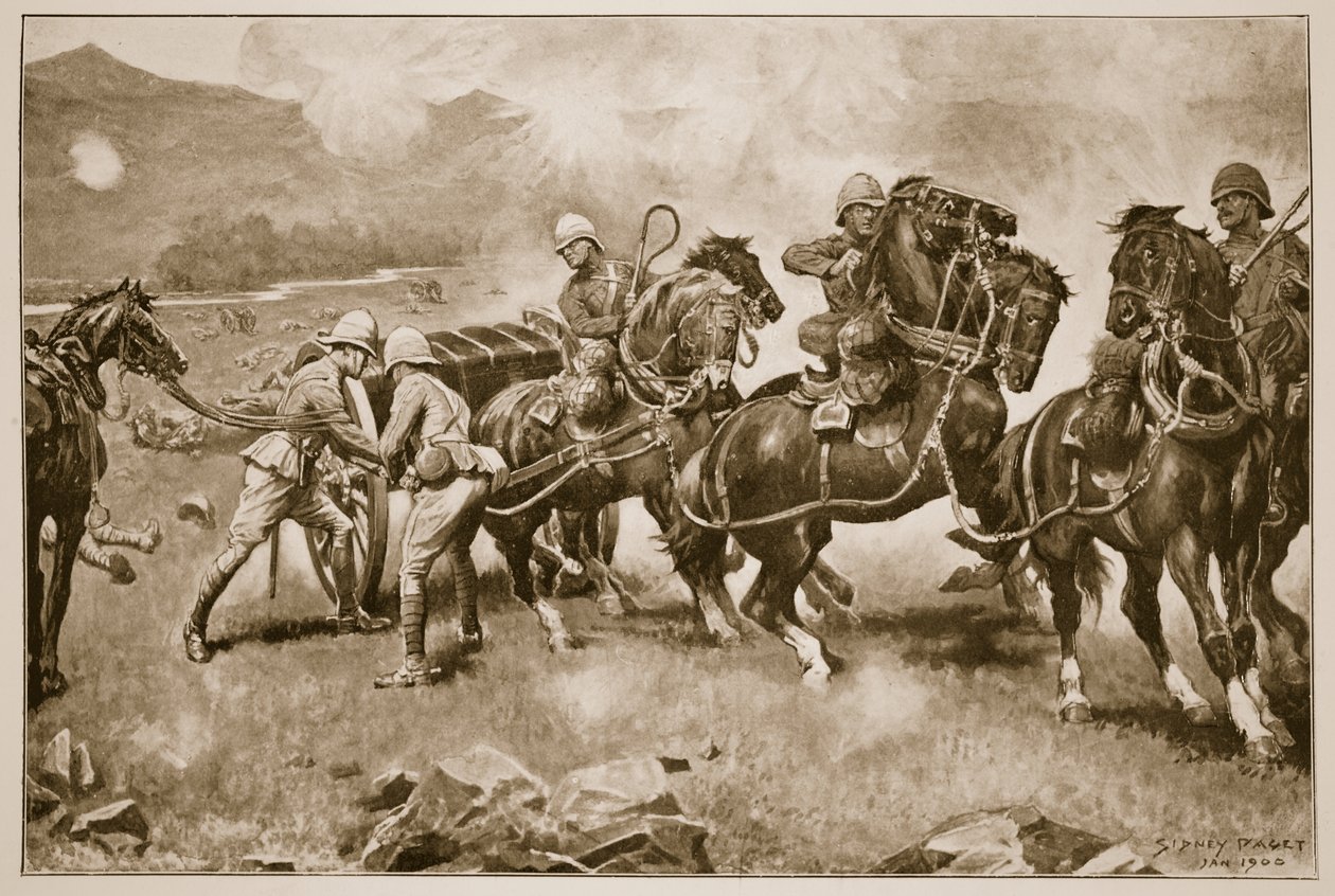 De Slag bij Colenso - De laatste wanhopige poging om de kanonnen van de 14e en 66e batterijen te redden, 1900 door Sidney Paget