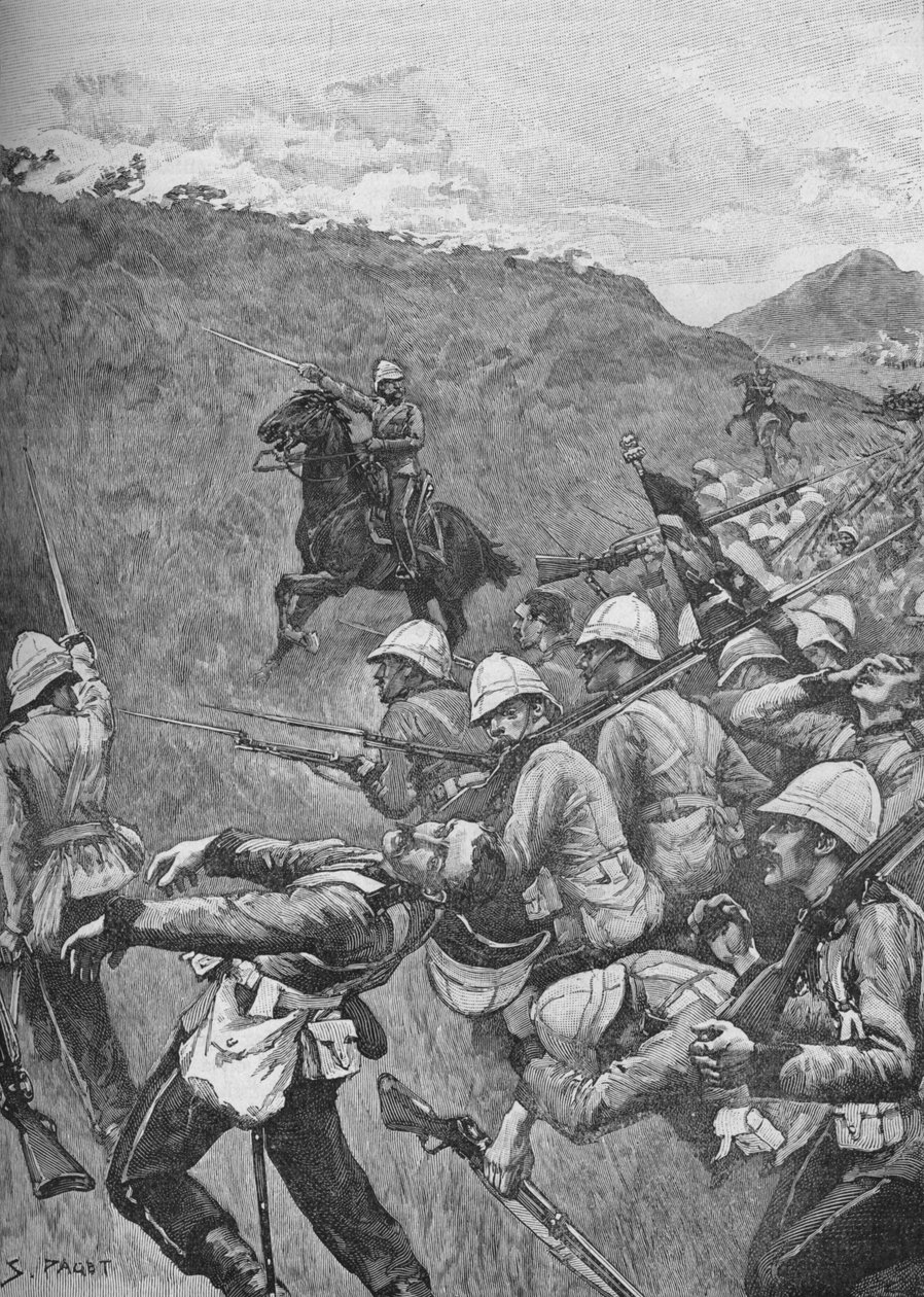 De mannen worstelden door de hagel van vuur, 1902 door Sidney Paget