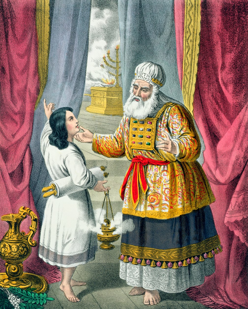 Eli ondervraagt Samuel over zijn visioen, 1870s door Siegfried Detlev Bendixen