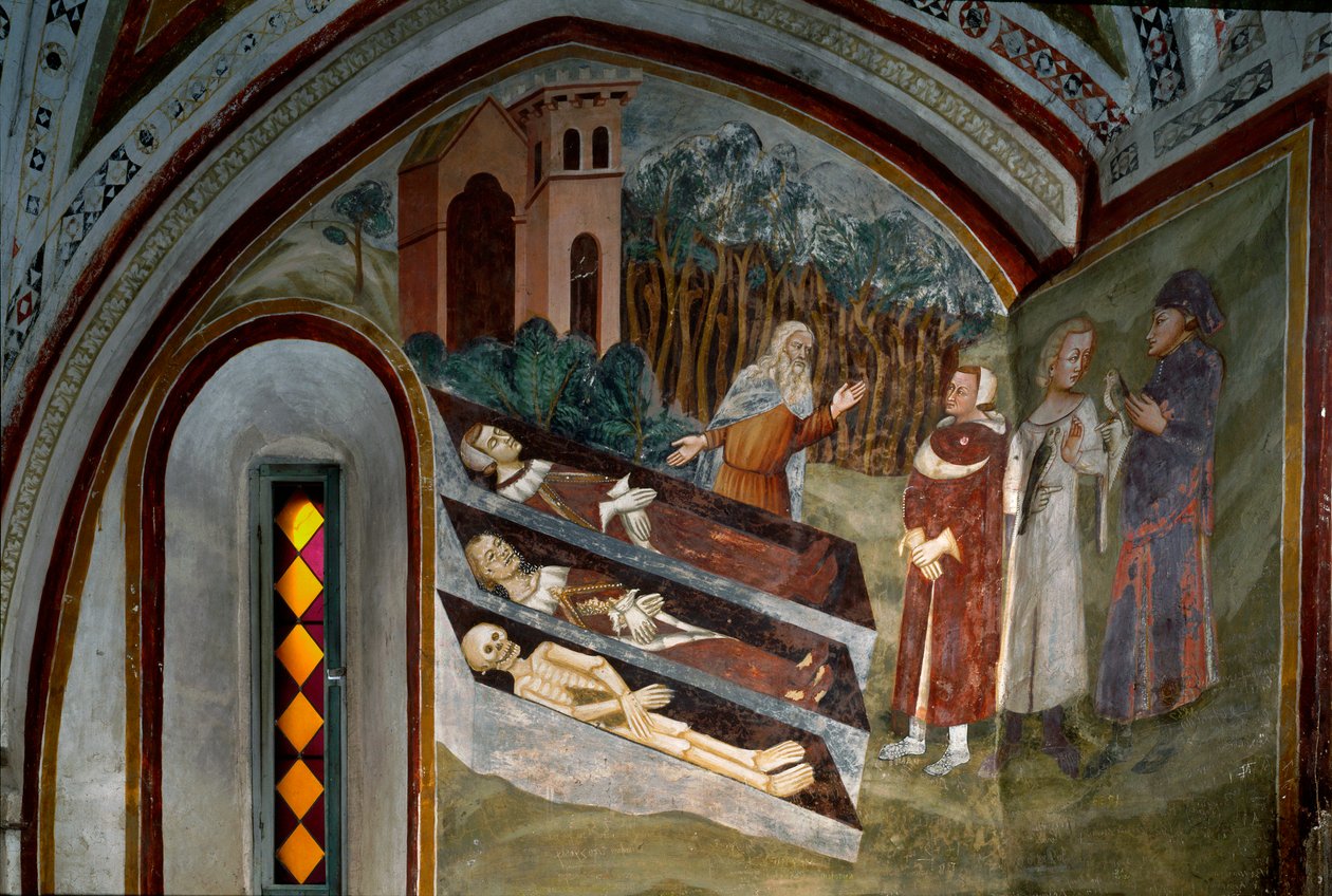 Ontmoeting van de doden met de levenden (detail) door Sienese School