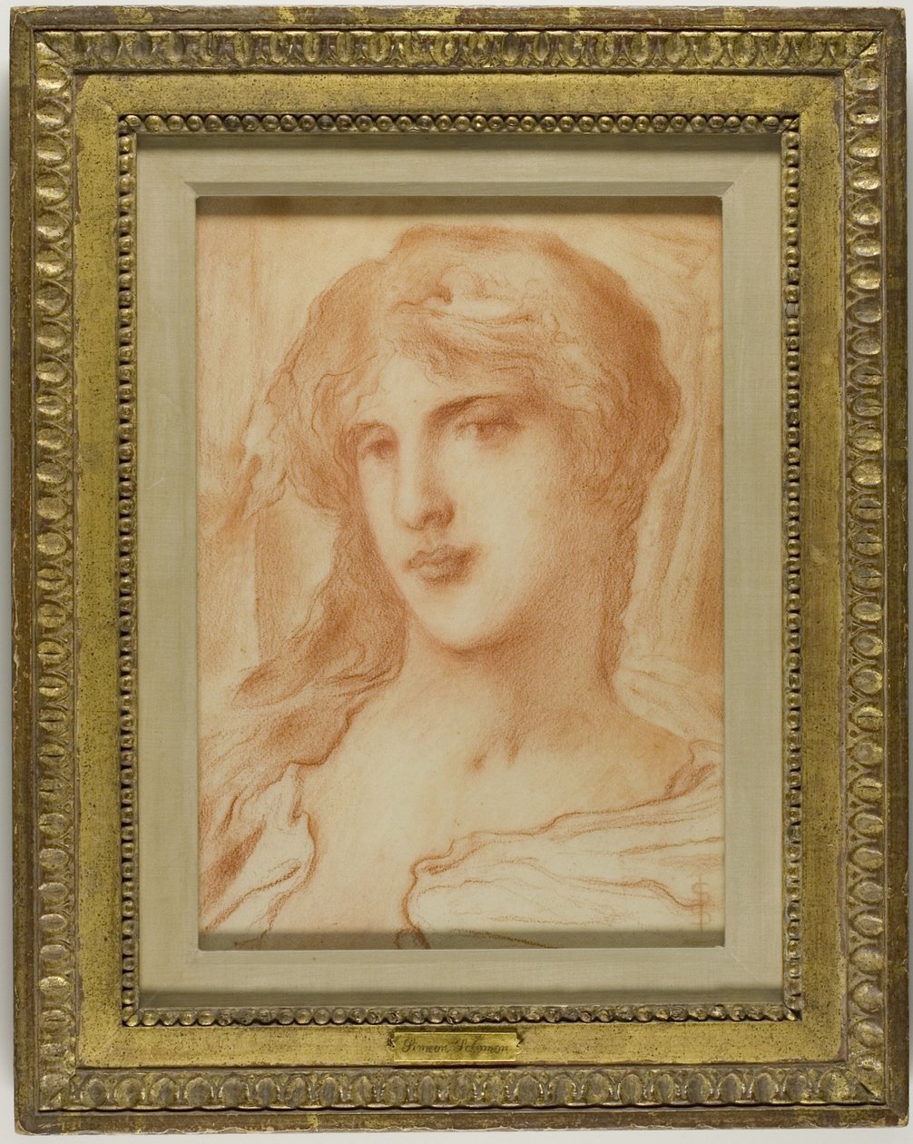Kop, ca. 1880 (rood krijt op buff papier) door Simeon Solomon