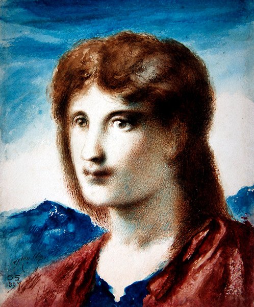 Hoofd van een jonge man door Simeon Solomon