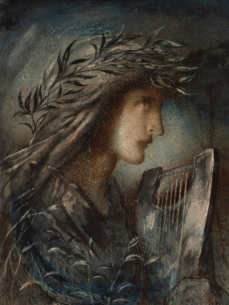 Orpheus en de onderwereld (aquarel en bodycolour, met wasvast) door Simeon Solomon