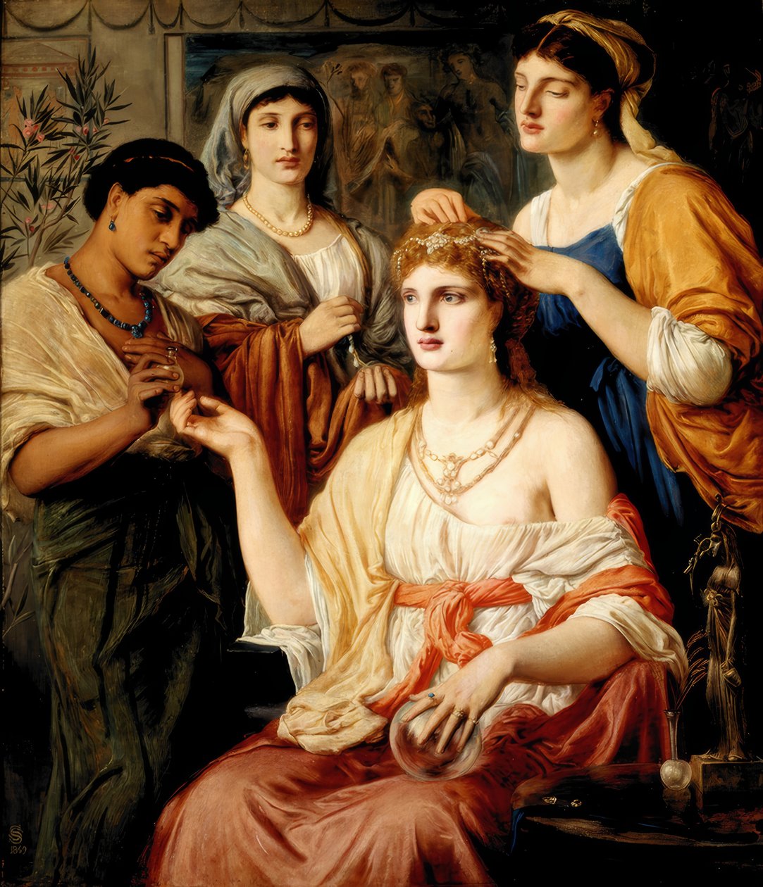 Toilet van een Romeinse dame door Simeon Solomon