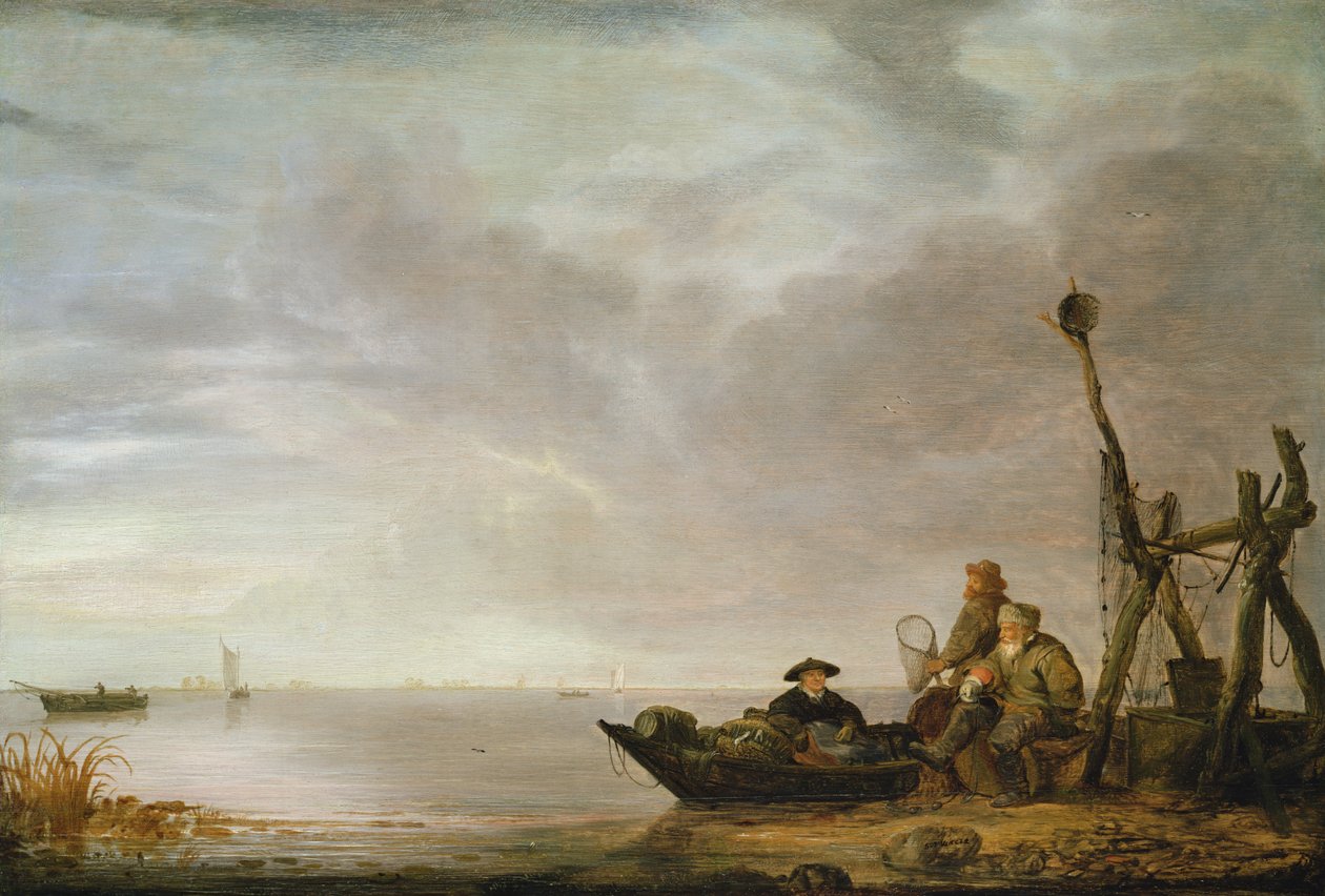 Visser aan de kust door Simon de Vlieger