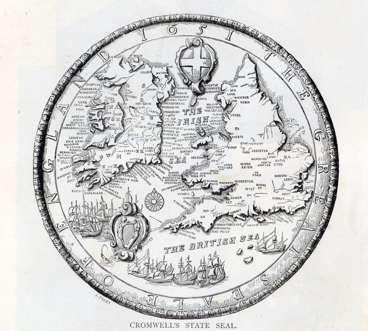 Grote Zegel van Engeland tijdens het Gemenebest, 1651 door Simon Thomas