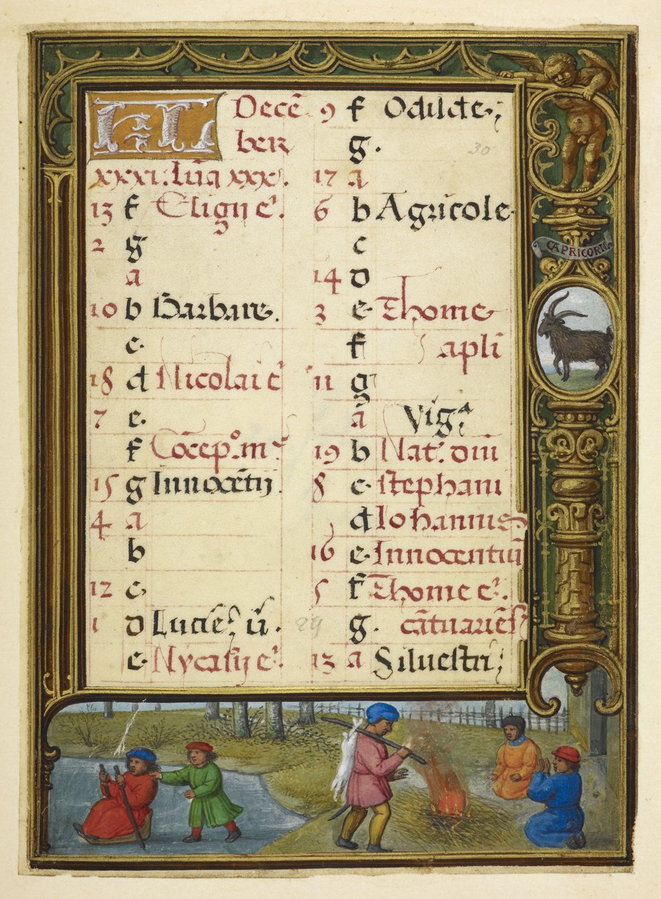 Kalenderpagina voor december, illustratie uit 
