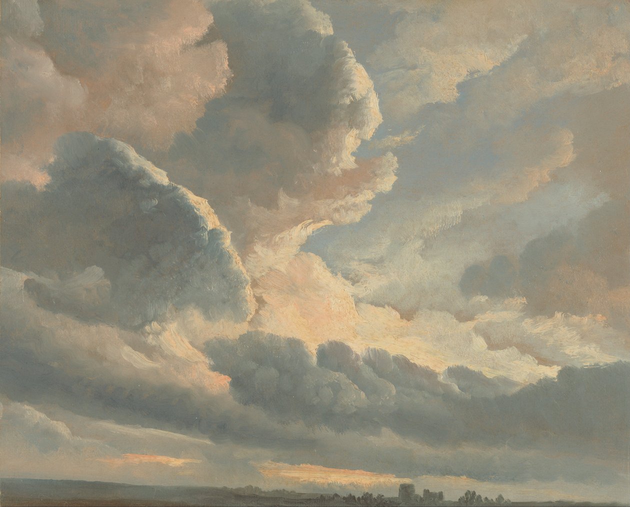 Studie van Wolken met een Zonsondergang nabij Rome door Simon Alexandre Clément Denis