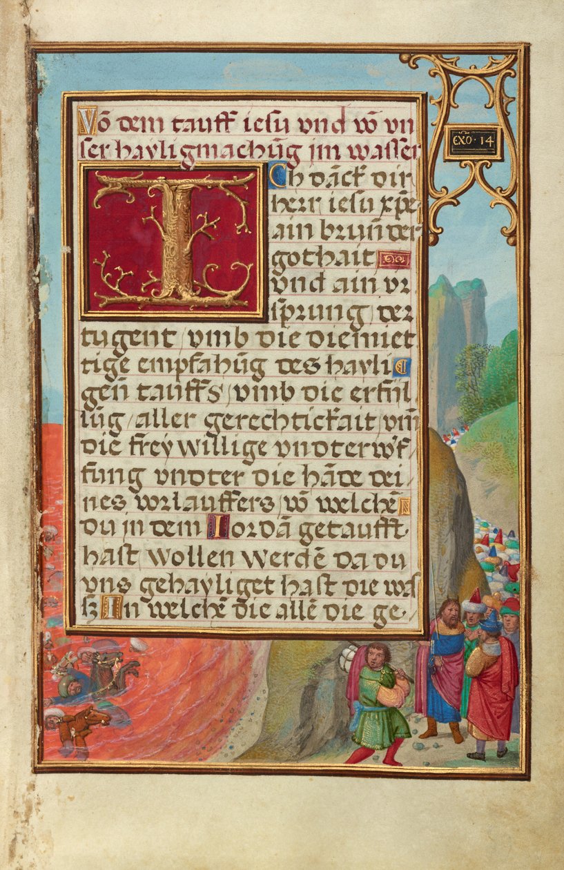 Bordüre mit der Überquerung des Roten Meeres door Simon Bening