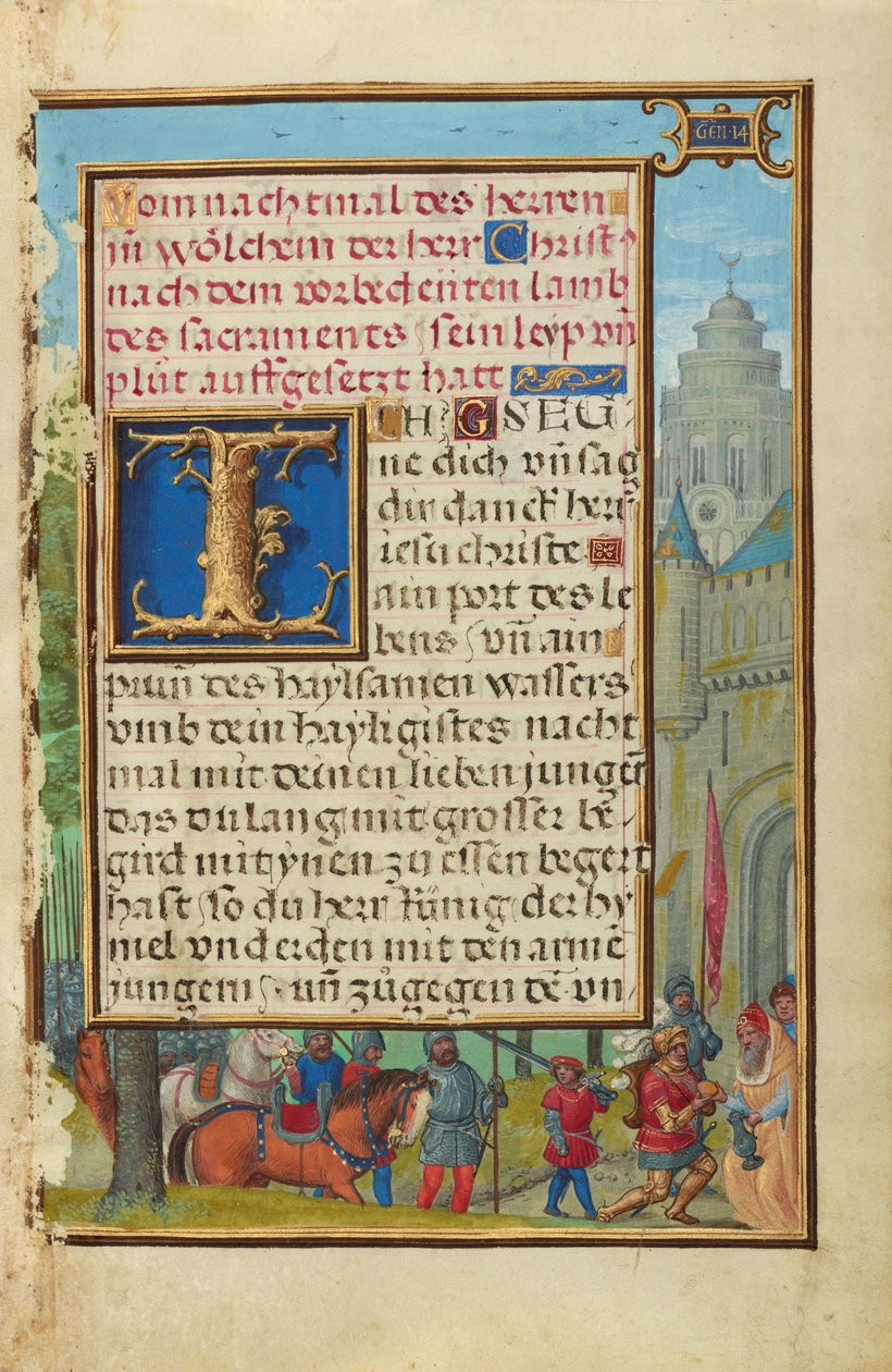 Grenze mit dem Treffen von Abraham und Melchisedek door Simon Bening