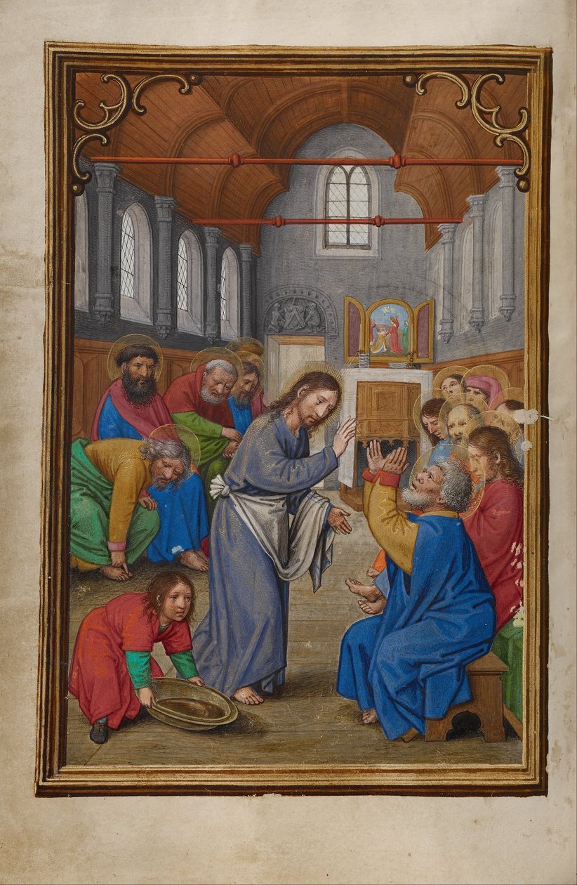 Christus wast de voeten van de apostelen door Simon Bening