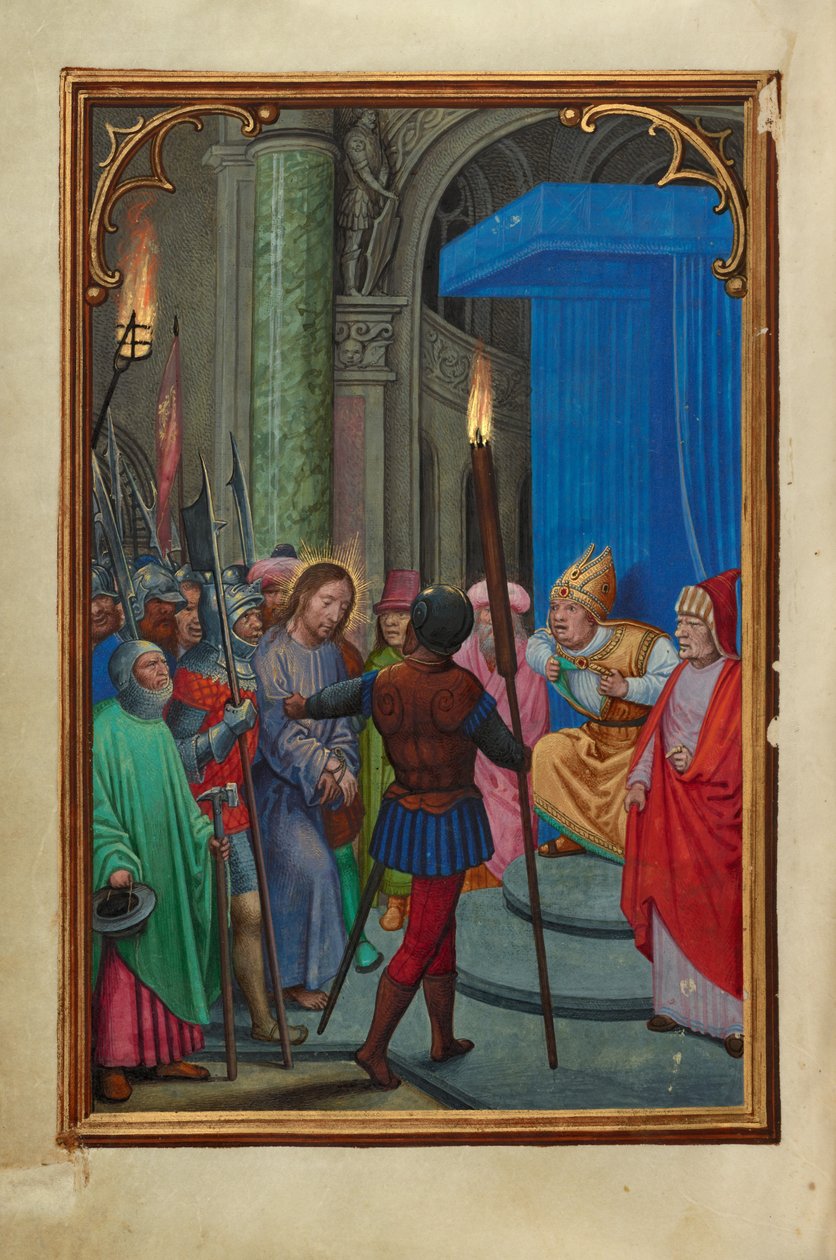 Christus voor Kajafas door Simon Bening