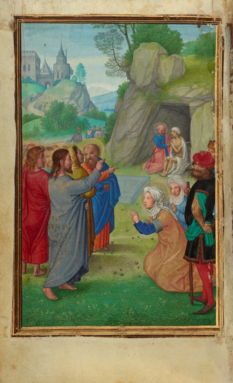 Die Auferweckung des Lazarus door Simon Bening