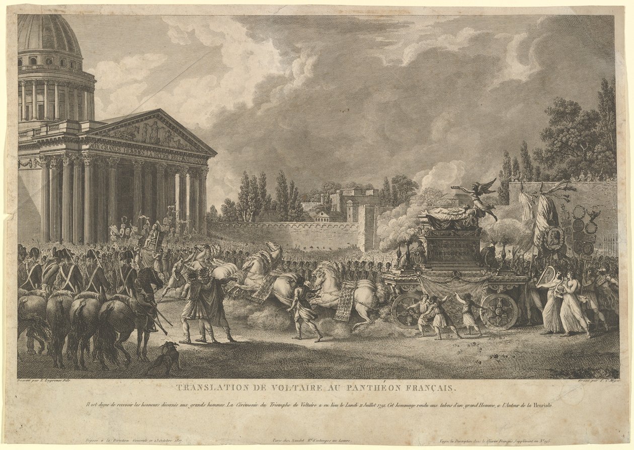 Overbrenging van Voltaire naar het Franse Pantheon, 1817 door Simon Charles Miger