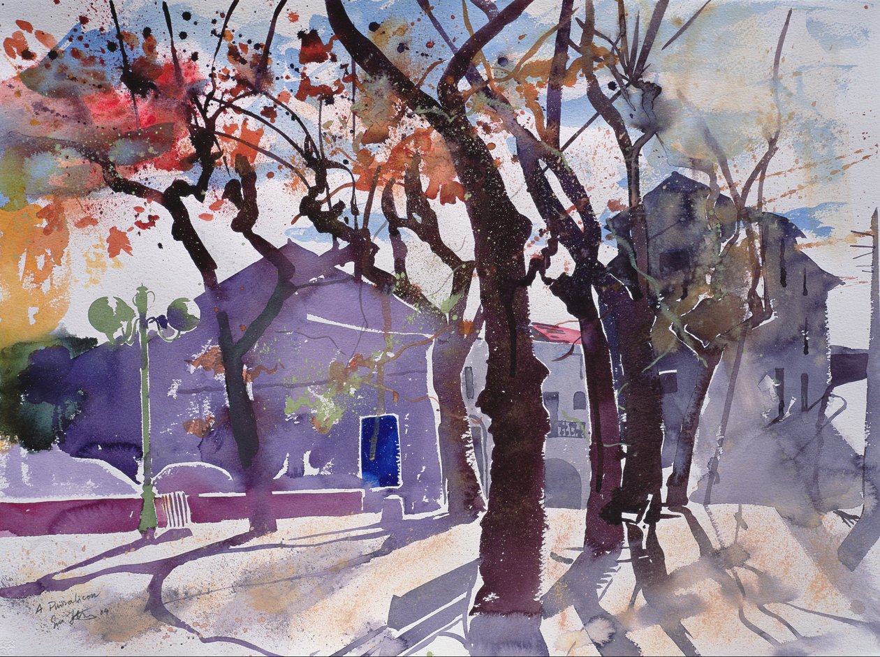 Een Puissalicon, 2010 Frankrijk (aquarel) door Simon Fletcher