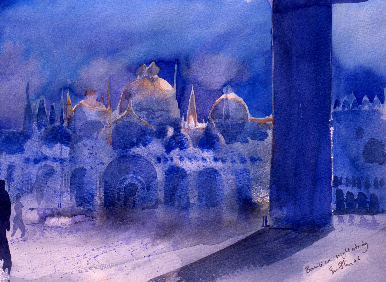 Basiliek, nachtstudie, 2006 (aquarel op papier) door Simon Fletcher