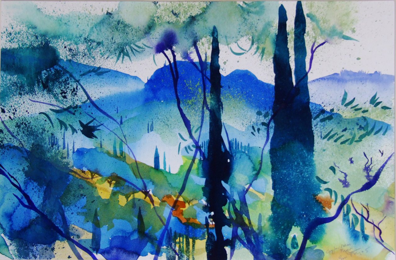 Corfu, bij Pagoi, 2005 (aquarel op papier) door Simon Fletcher