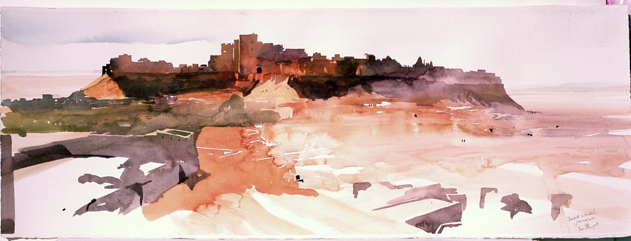 Woestijn Citadel, Jaiselmer, 2007 (aquarel op papier) door Simon Fletcher