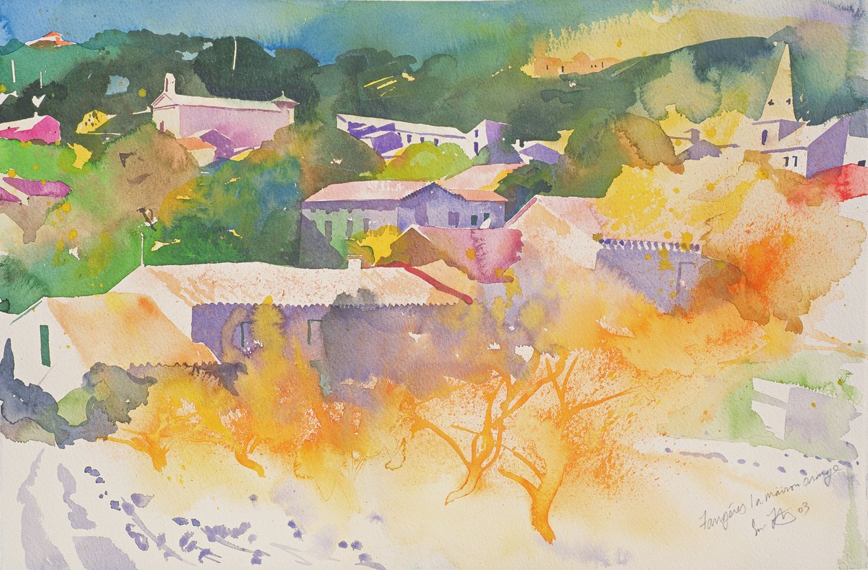 Faugeres, La Maison Orange, 2003 (aquarel op papier) door Simon Fletcher