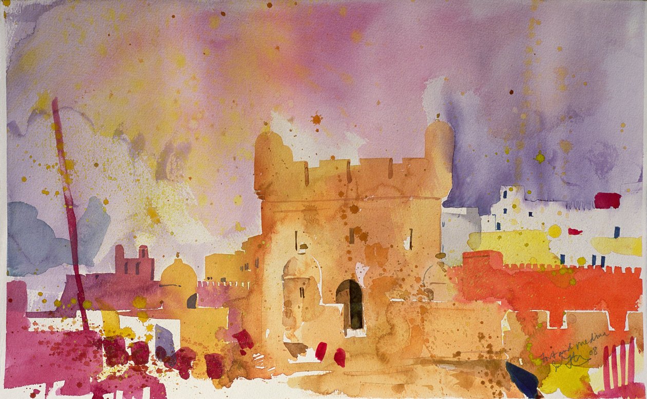 Fort en Medina (aquarel op papier) door Simon Fletcher