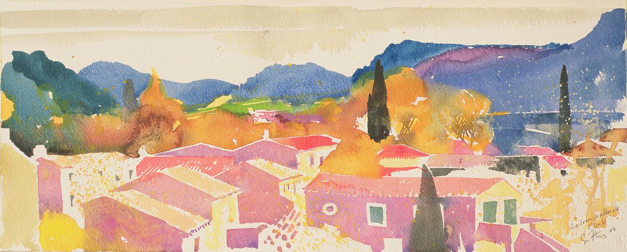 La tour sur Orb, 2004 Frankrijk (aquarel) door Simon Fletcher