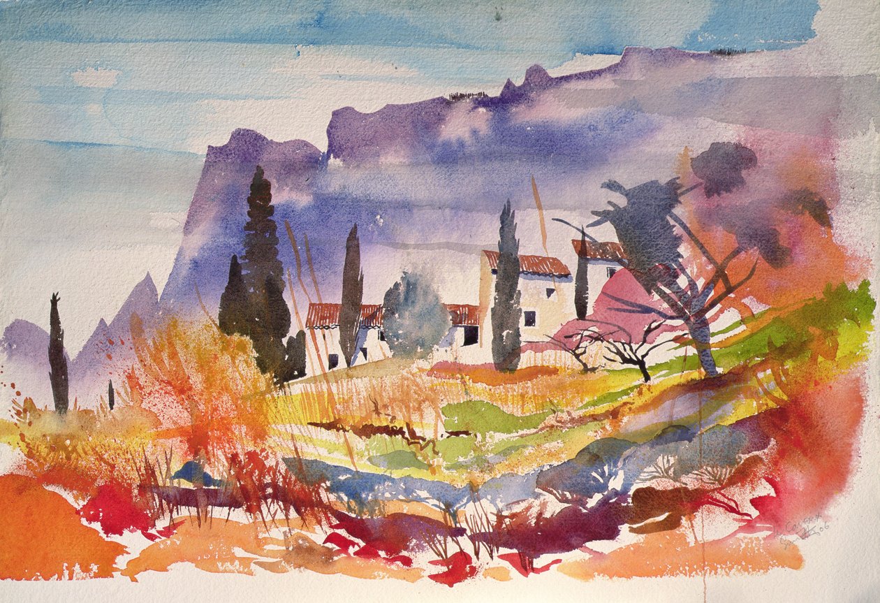 Le Caroux, Frankrijk (aquarel) door Simon Fletcher