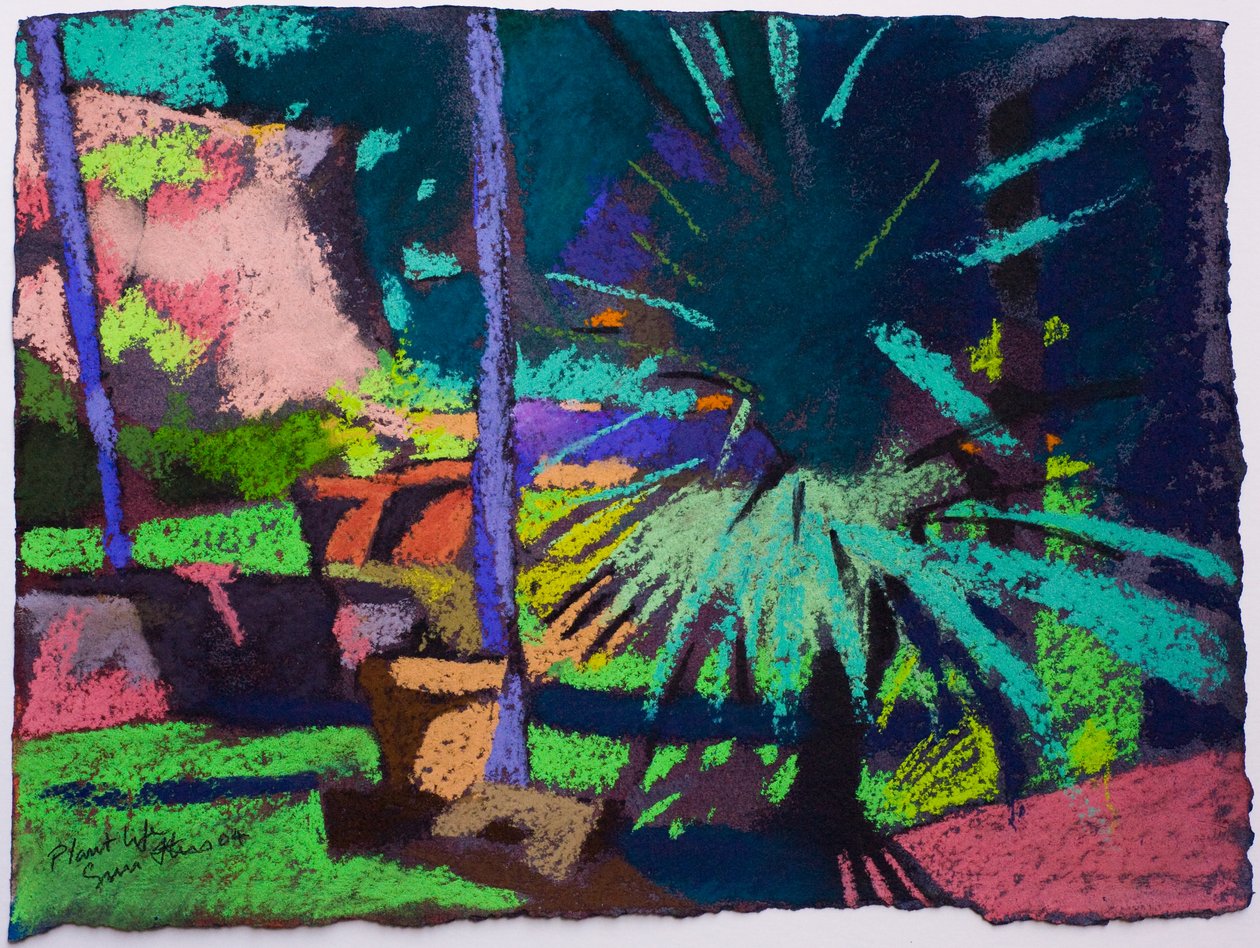Plantenleven II (pastel op papier) door Simon Fletcher