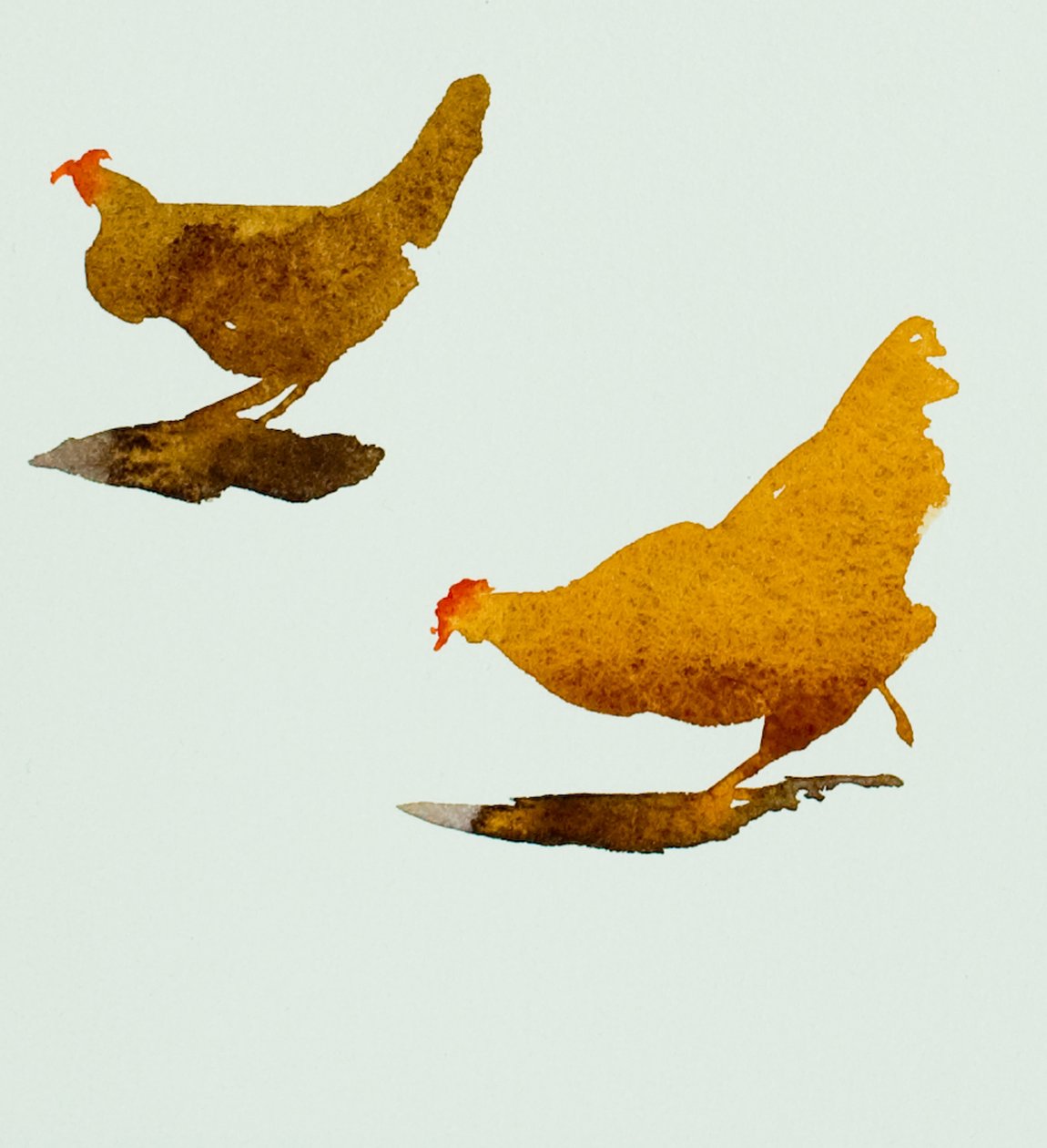 Twee kippen, 2013(aquarel) door Simon Fletcher
