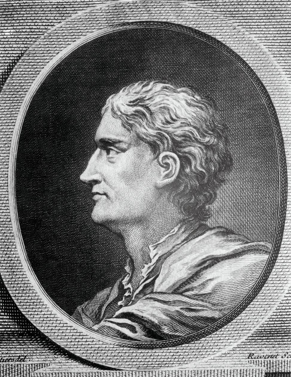 Portret van Isaac Newton (1642-1727), Engelse natuurkundige en wiskundige, gravure door Simon Francois Ravenet (1706-1774) door Simon Francois Ravenet