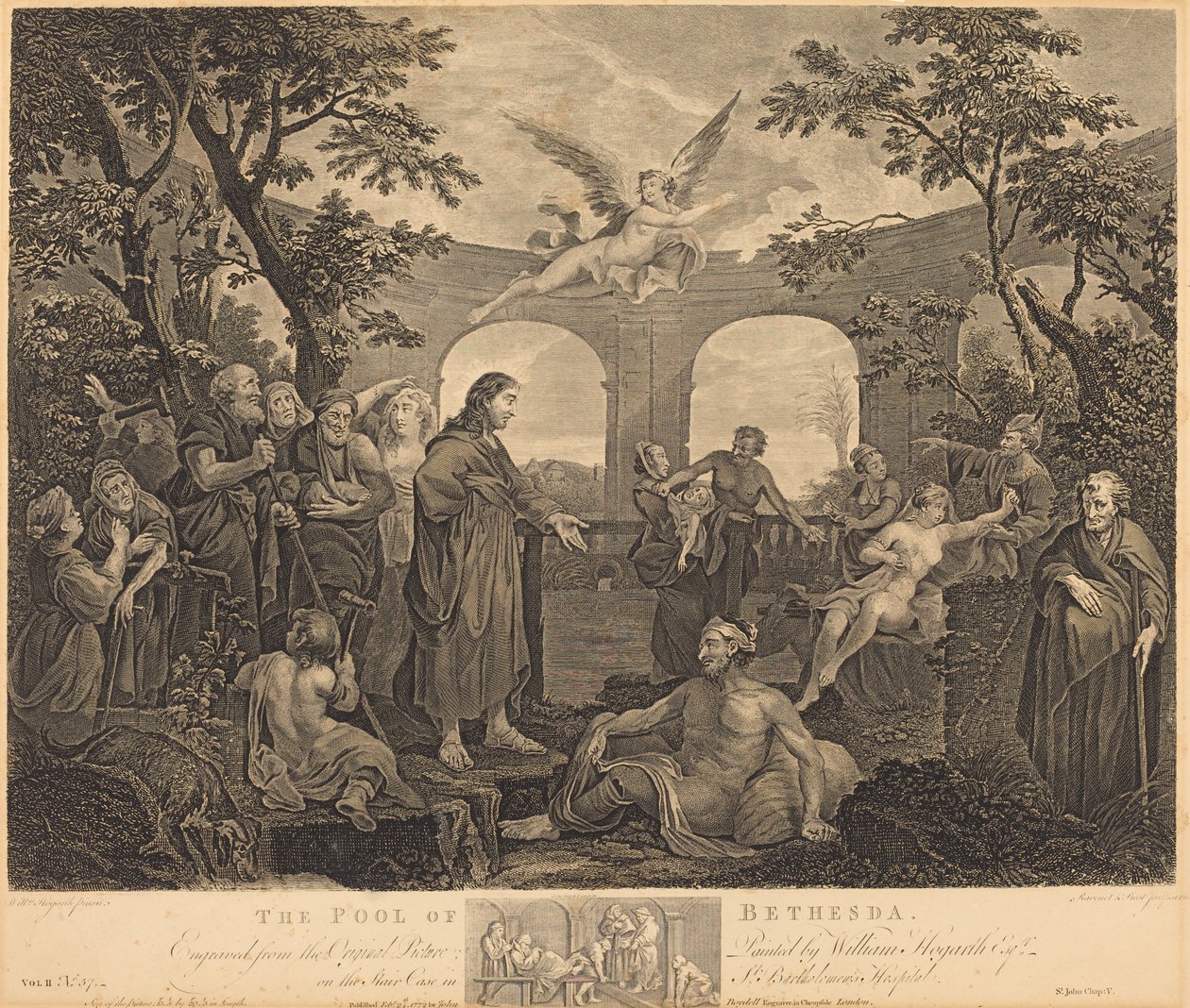 Het Badwater van Bethesda door Simon Francois Ravenet I and Victor Marie Picot after William Hogarth
