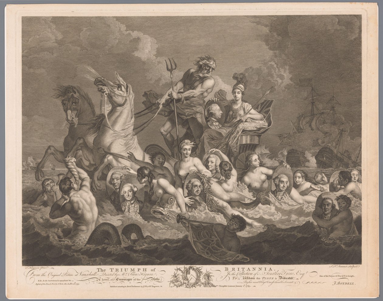 Allegorie op de Britse marine en de overwinning op de Franse vloot door Simon François Ravenet (le vieux)