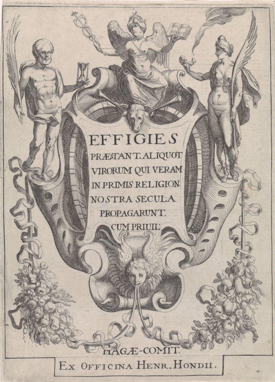 Patroon met figuurvormige slingers door Simon Frisius