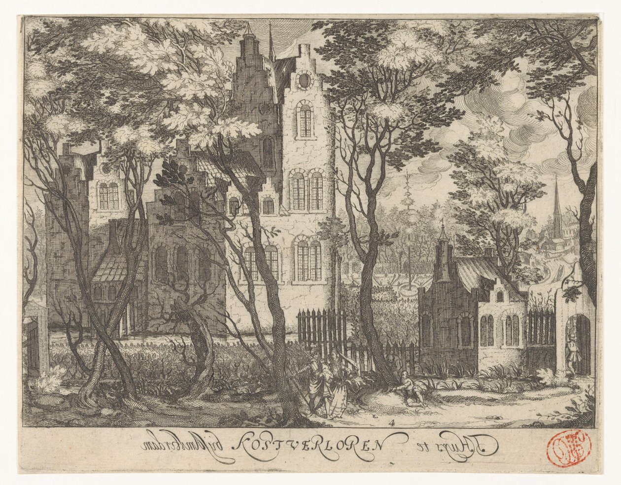 Gezicht op Huis Kostverloren nabij Amsterdam door Simon Frisius