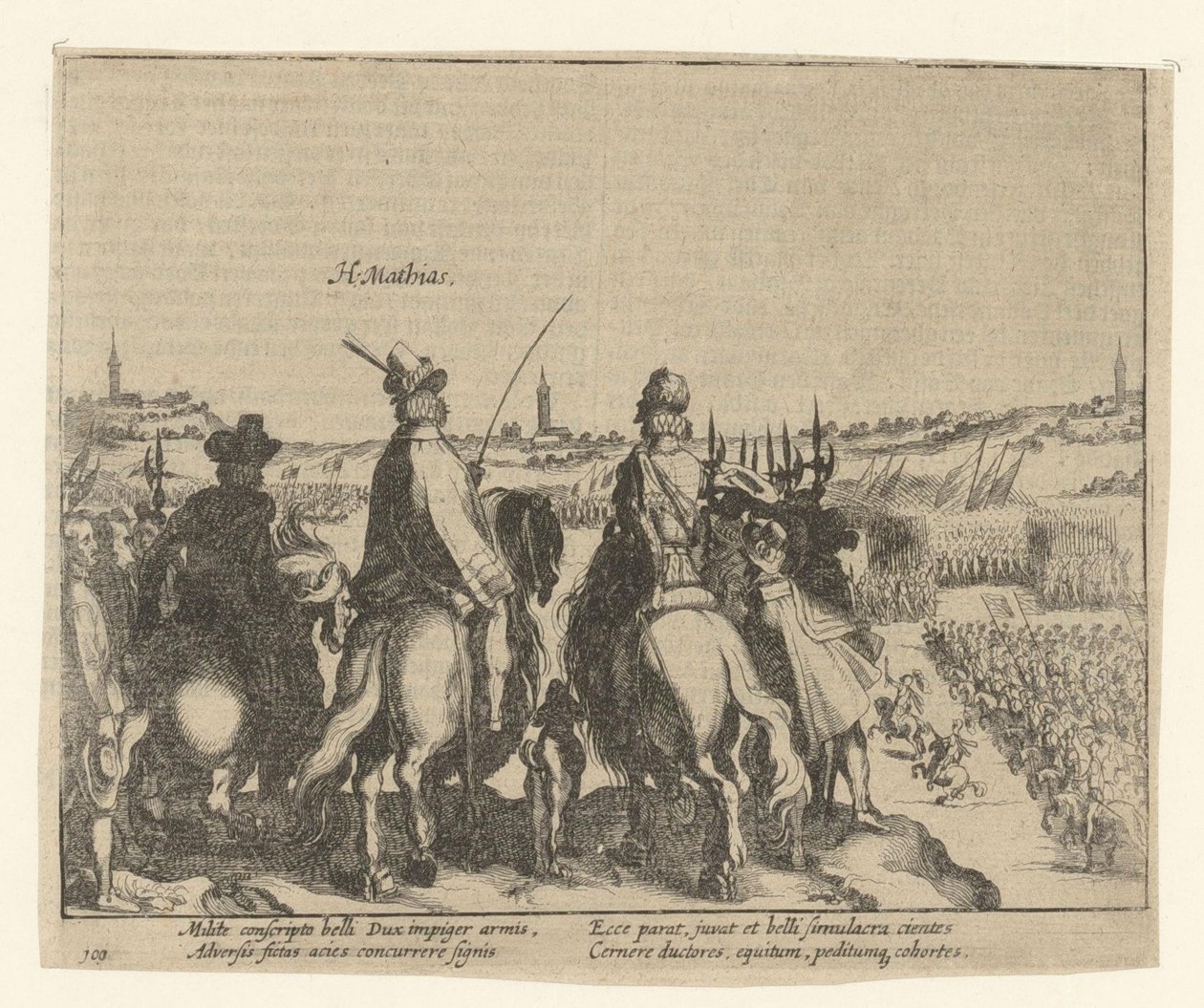Matthias en de prins van Oranje houden revue over het Staatse leger, 1578 door Simon Frisius