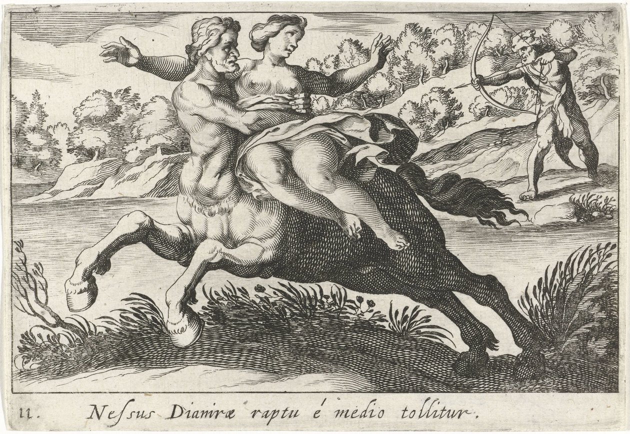 Nessus probeert Deïanira te schaken door Simon Frisius
