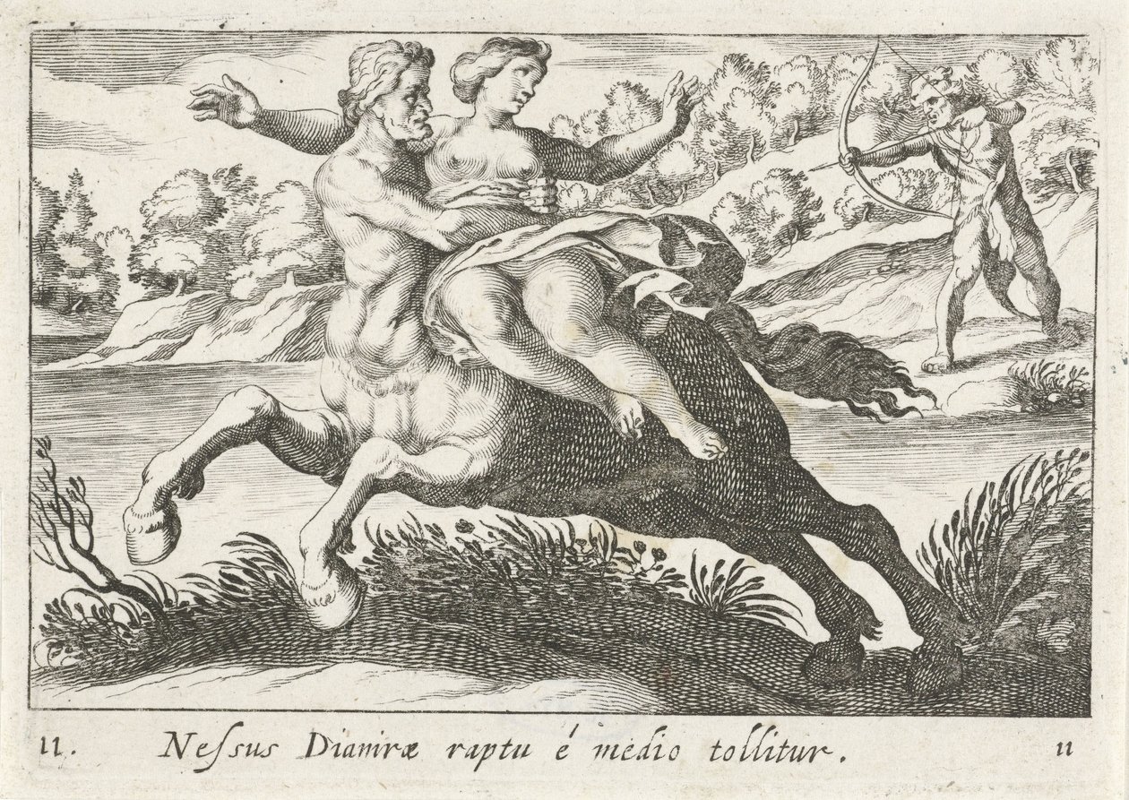 Nessus probeert Deïanira te schaken door Simon Frisius