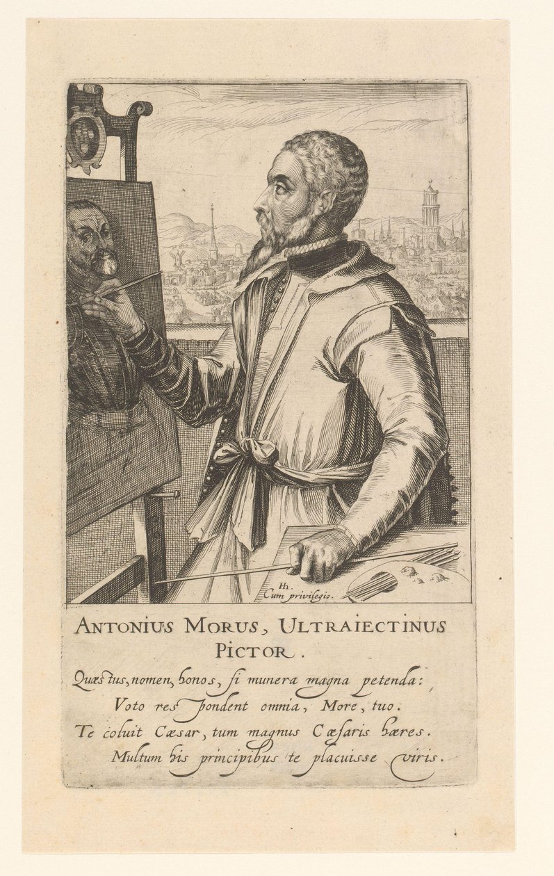 Portret van Anthonio Moro door Simon Frisius