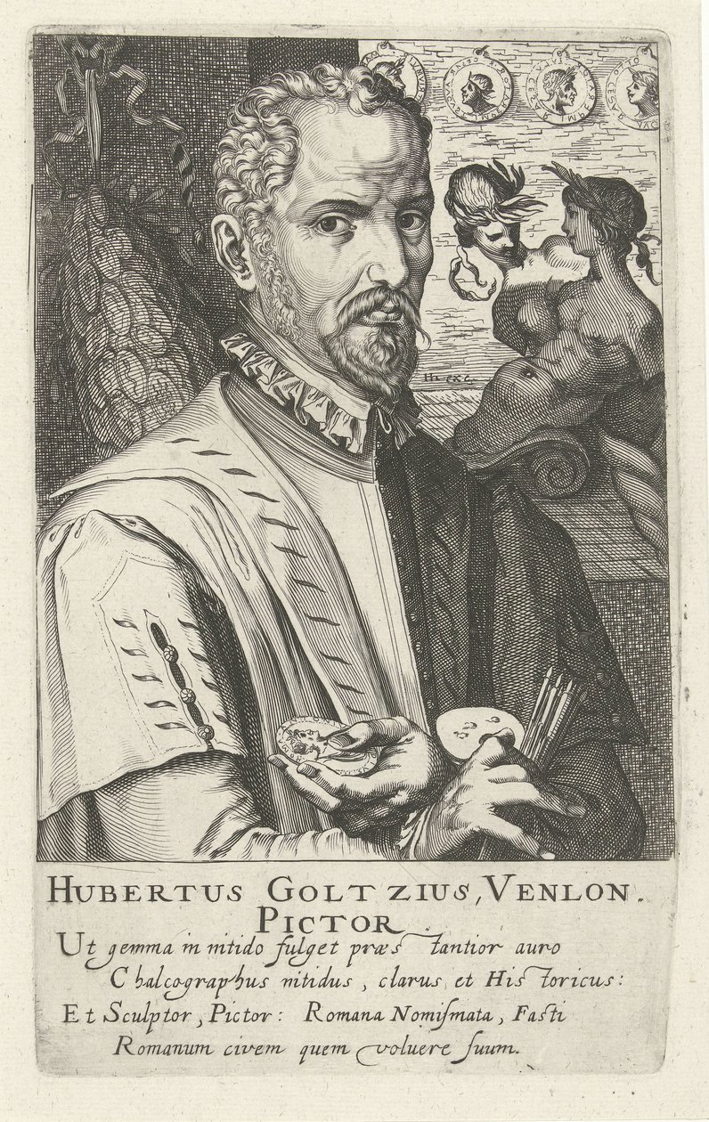 Portret van Hubert Goltzius door Simon Frisius