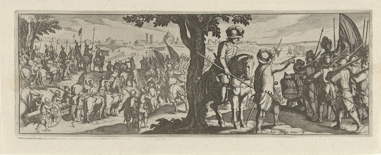 Twee soldaten onder een boom door Simon Frisius
