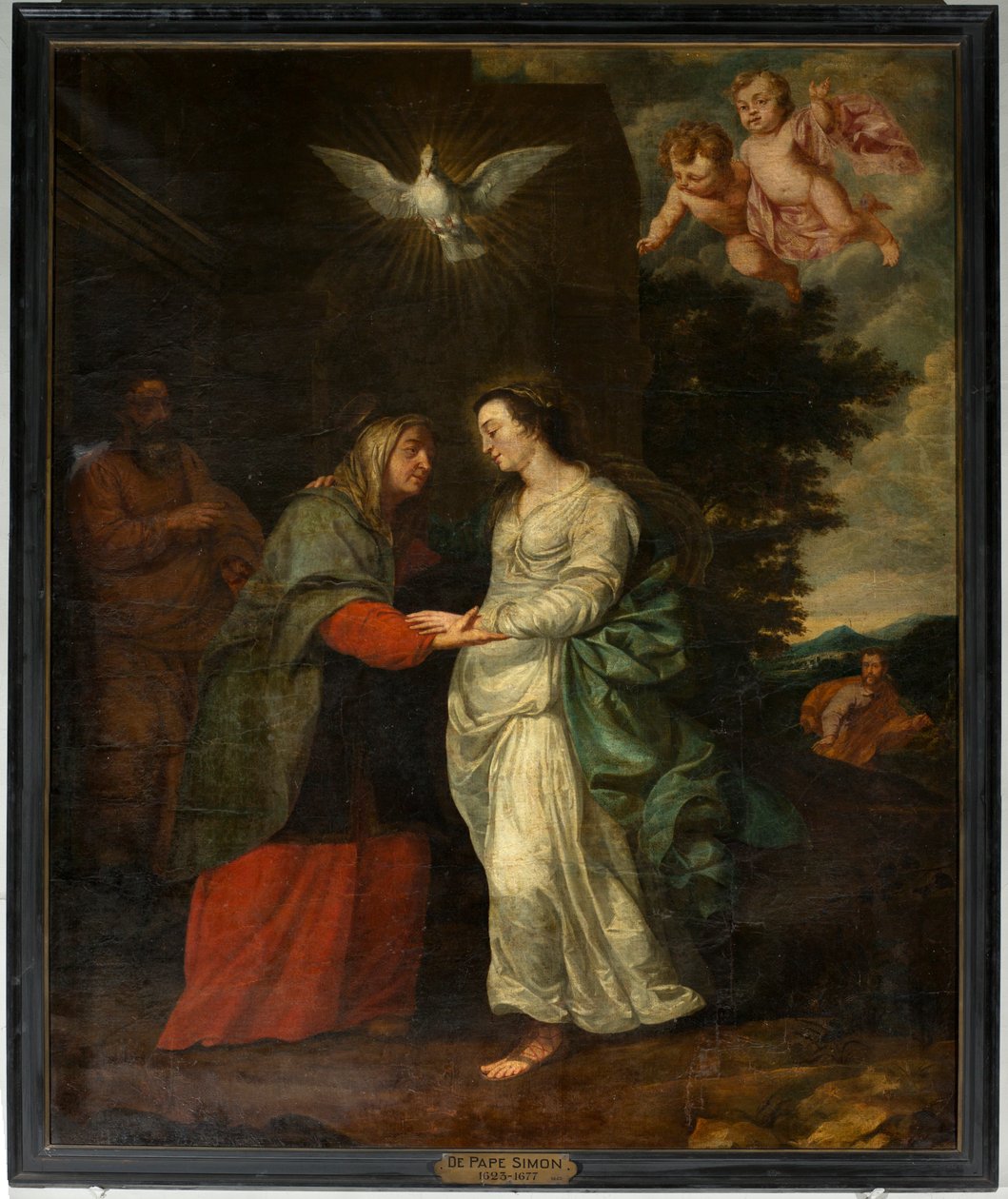 Parochiekerk (Parochiekerk Sint-Eligius). Schilderij. "Maria bezoekt Elisabeth". Simon De Pape. 17e eeuw. door Simon II de Pape
