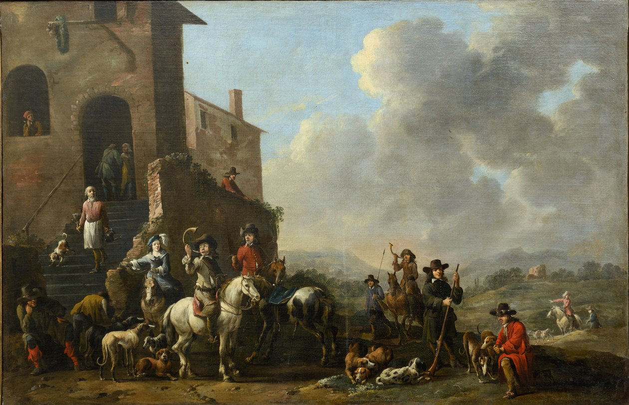 Voorbereiding op de jacht door Simon Johannes van Douw
